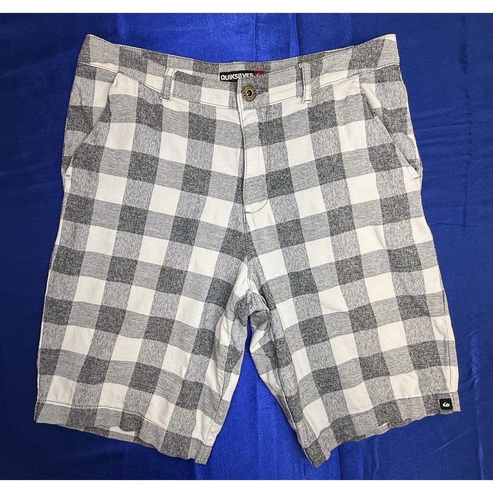 Quicksilver Men's Size 29 Gray Checkered Chino Casual 9" Shorts